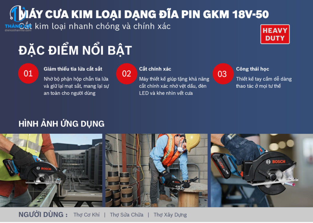 MÁY CẮT KIM LOẠI DÙNG PIN BOSCH GKM 18V-50