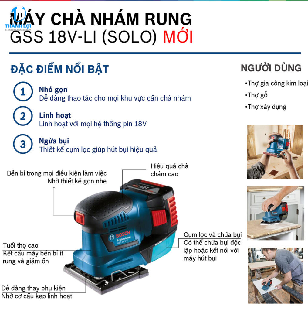 MÁY CHÀ NHÁM RUNG PIN BOSCH GSS 18V-LI